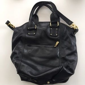 Kate Landry hobo tote bag black leather red purse